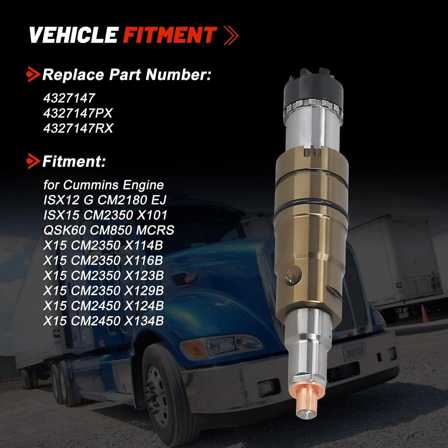 4327147 4327147PX 4327147RX CR Fuel Injector for Cummins ISX X15 ISX15 ISX12 QSK60 CM850 CM2350 Engine