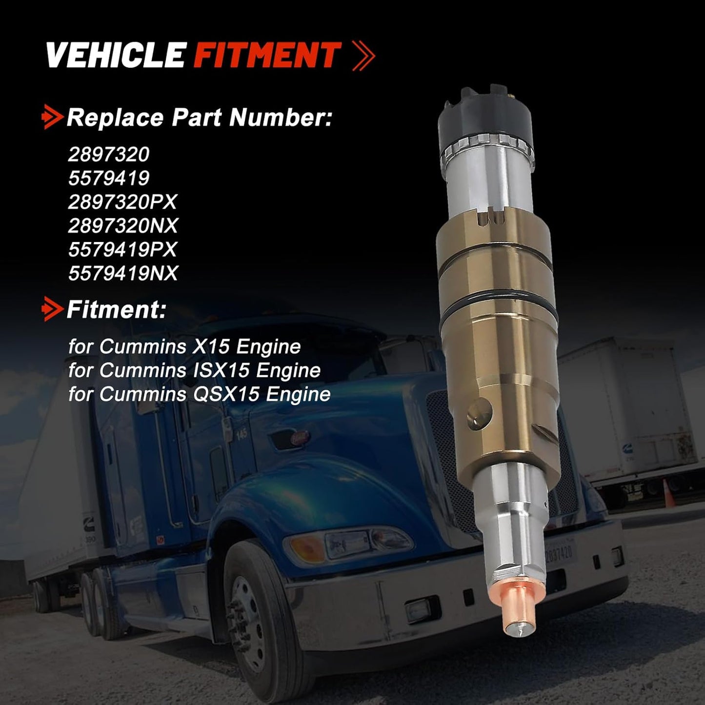 2897320 2897320NX 2897320PX Diesel Fuel Injector for Cummins X15 ISX15 QSX15 CM570 CM870 CM871 CM2150 CM2250 CM2350 Engine